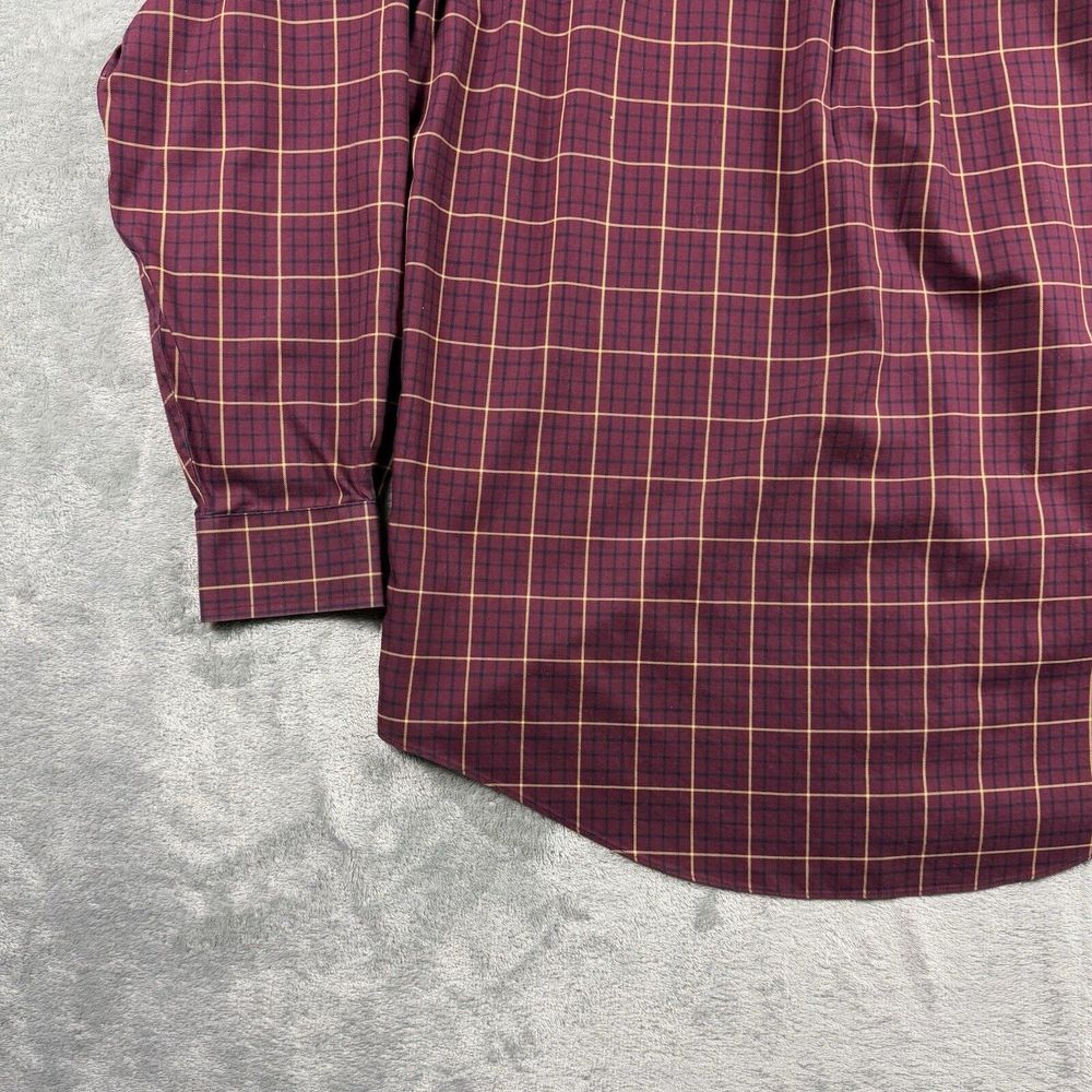 Brooks Brothers 346 Dress Shirt Men Medium Maroon Plaid Check Button-Down Preppy - Picture 7 of 12